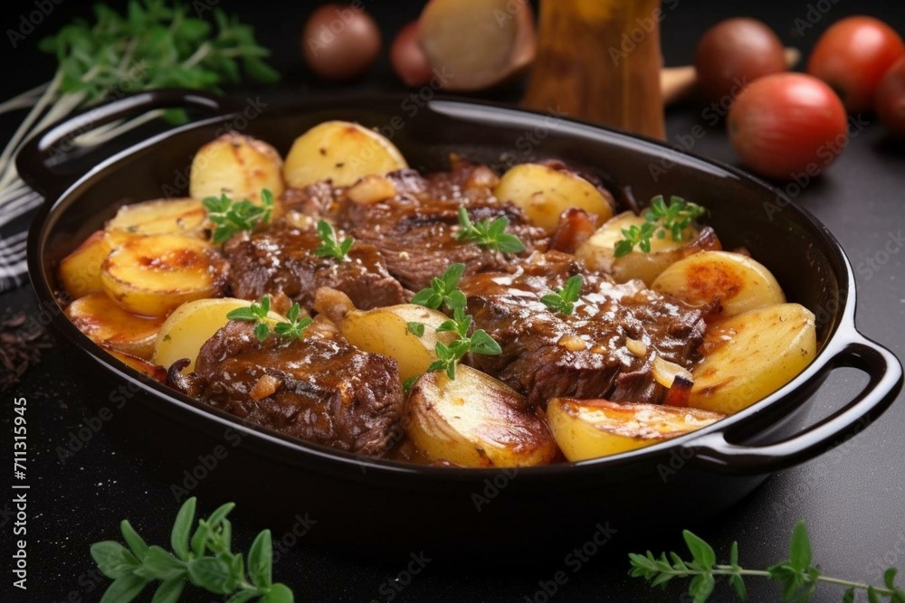 succulent beef and potatoes. Generative AI succulent beef and potatoes. Generative AI