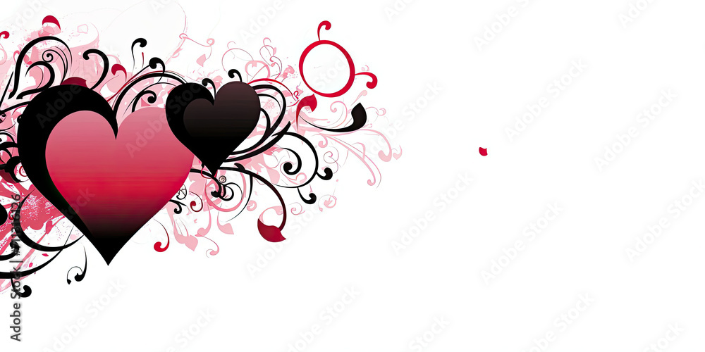 Two Hearts With Swirls on a White Background Two Hearts With Swirls on a White Background