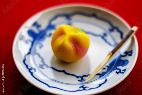Traditional Japanese dessert close up