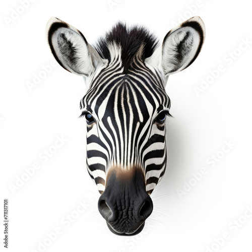 Close-Up of Zebra Head on White Background