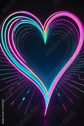 Love Futuristic Neon Style Illustration Generative Ai