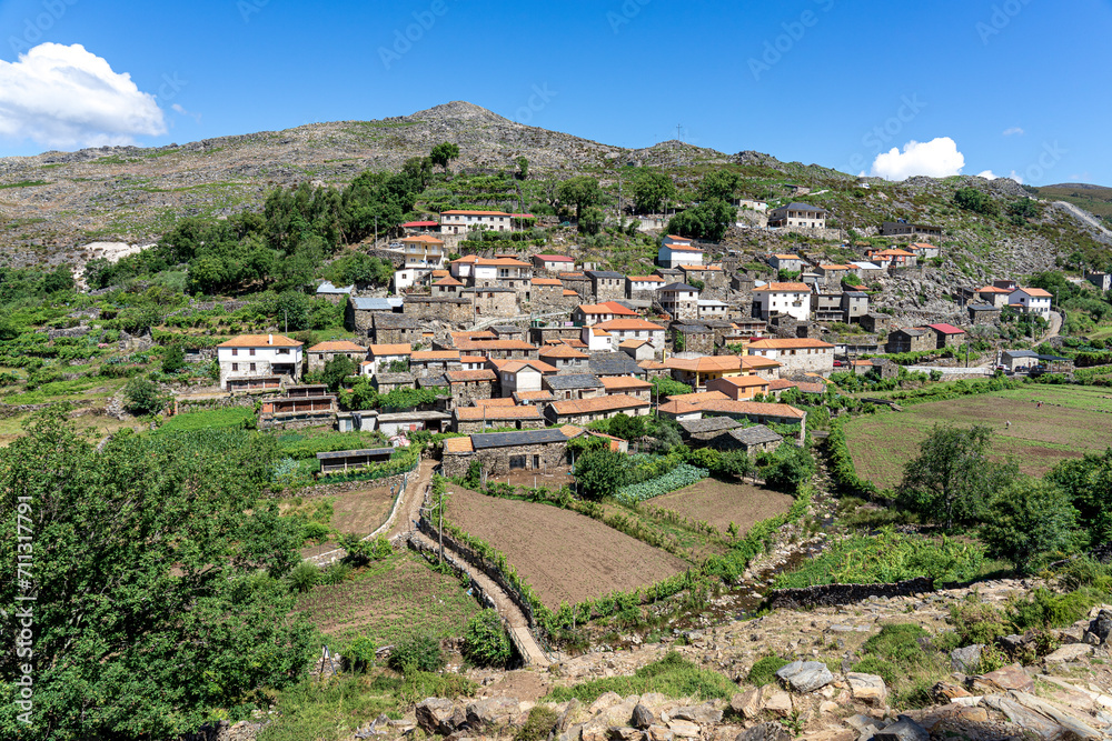 general view to the Portuguese village of Regoufe inserted in the valleys of Serra da Freita