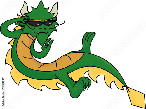 Cool Festive Dragon wearing sunglasses vector illustration