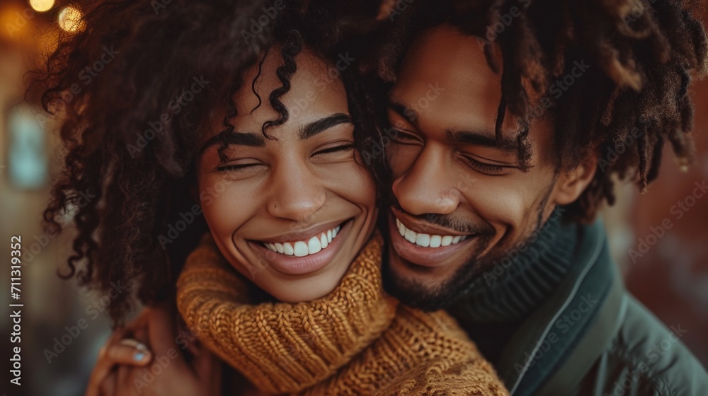 Couple celebrating milestones, their affection evident in warm, tight embraces Couple celebrating milestones, their affection evident in warm, tight embraces
