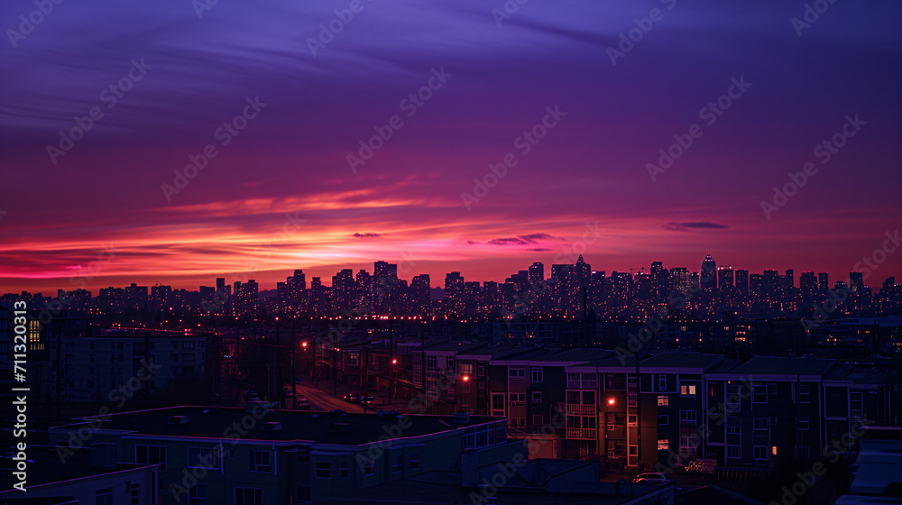 Beautiful aerial view of architecture and buildings around Tokyo city at golden sunset time