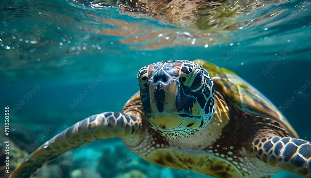 Fototapeta premium sea turtle swimming in water