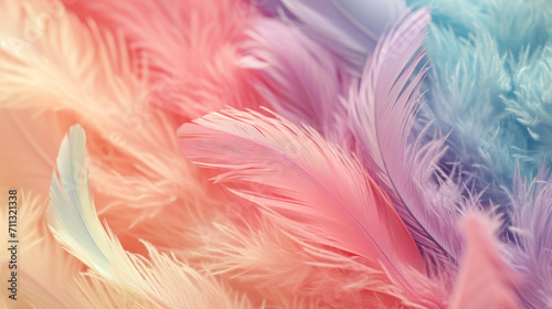 Soft pastel feathers texture. AI generated.