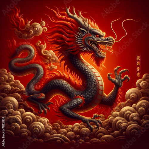 Red traditional chinese dragon symbol stock image