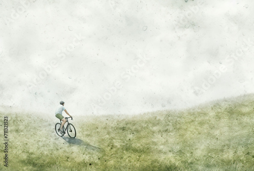Person Riding Bike on Grassy Hill