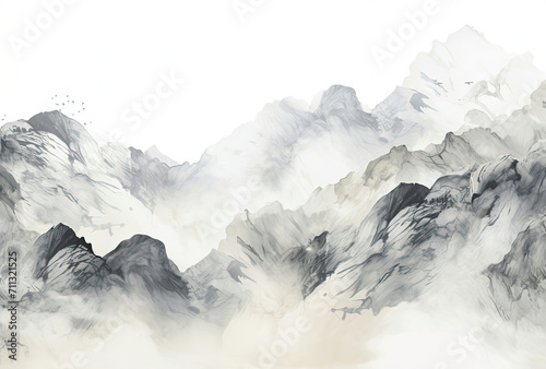 Painting of Mountain Covered in Fog © Piotr