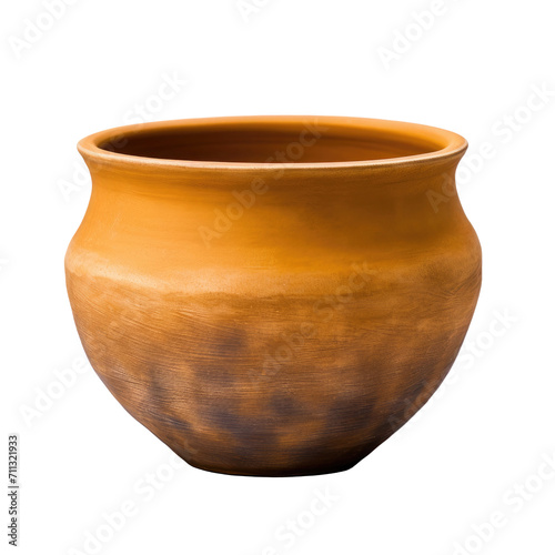 handmade wooden clay pot, isolated on a transparent background. PNG cutout or clipping path.  © Transparent png