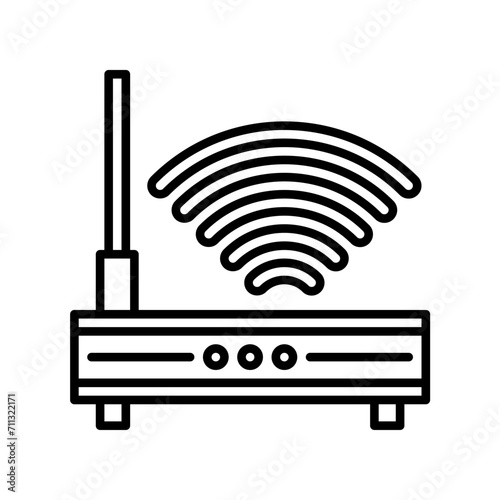 Wifi router icon vector or logo illustration outline black color style