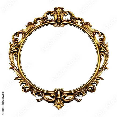 Ornate Gold Frame on White Background - Elegant Decorative Border for Artwork or Photos