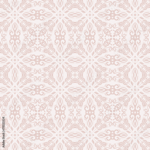 Classic seamless pattern. Damask orient ornament. Classic light pink vintage background. Orient pattern for fabric, wallpapers and packaging