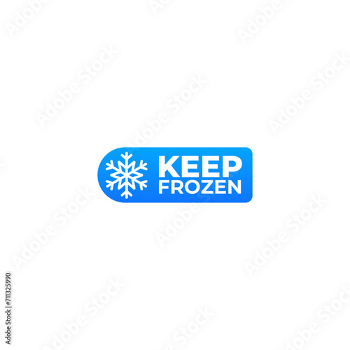 Keep frozen stickers for product packaging and labels. White and blue ice snow flake concept and icon.