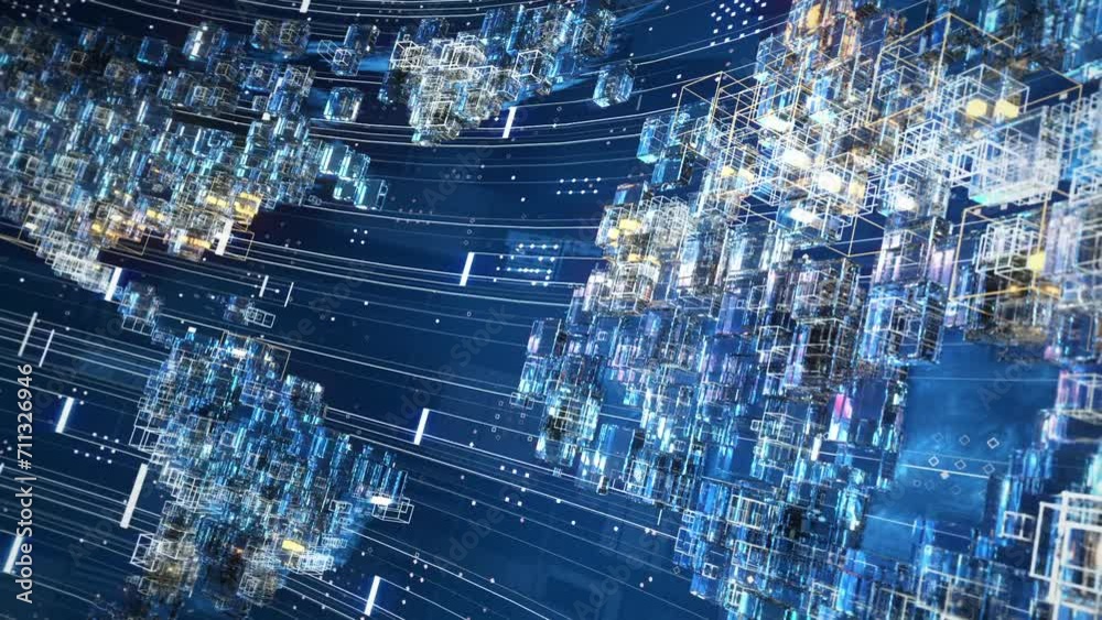 3D technology world map rotation looped background 3D technology world map rotation looped background