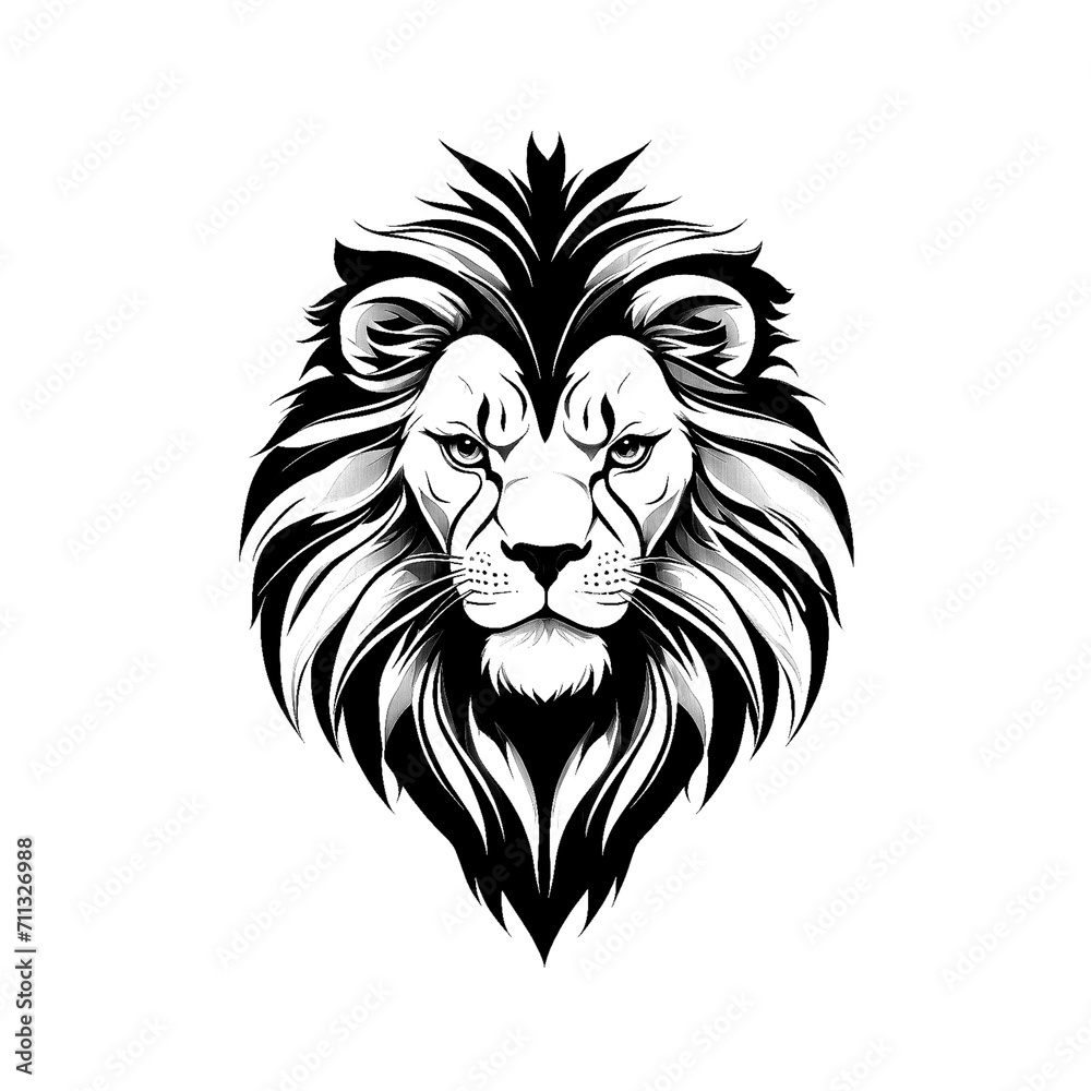 Obraz premium free photo, illustration of a black and white lion's head 11