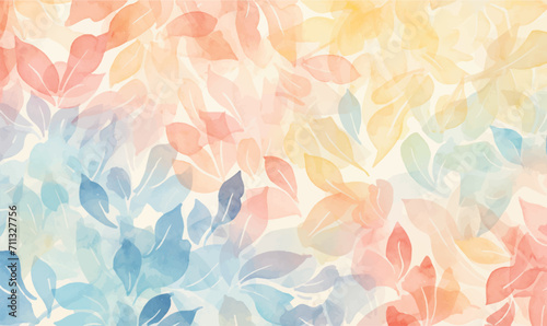 seamless watercolor pattern with colorful leaves