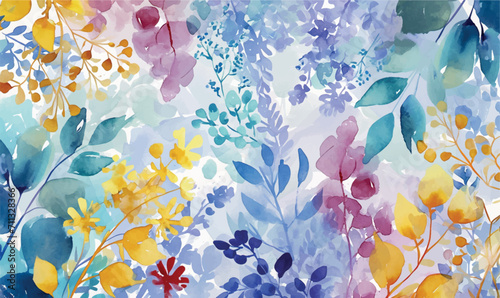 watercolor abstract colorful floral background