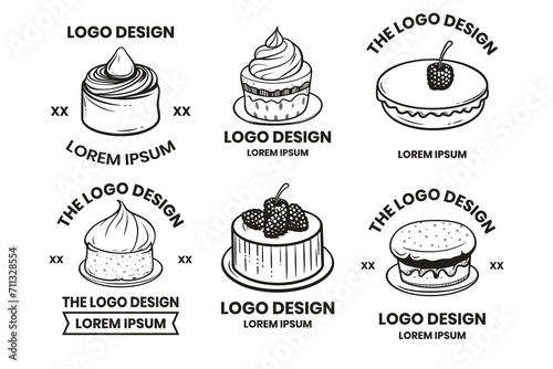 Cake and dessert shop logo in vintage style