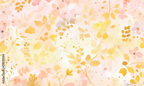 watercolor pink gold floral background