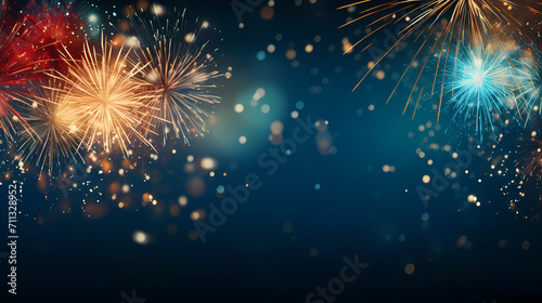 Beautiful creative holiday background with fireworks and sparkles