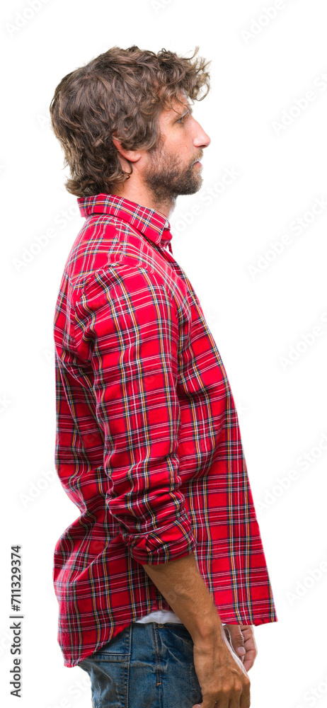 Handsome hispanic model man over isolated background looking to side, relax profile pose with natural face with confident smile. Handsome hispanic model man over isolated background looking to side, relax profile pose with natural face with confident smile.