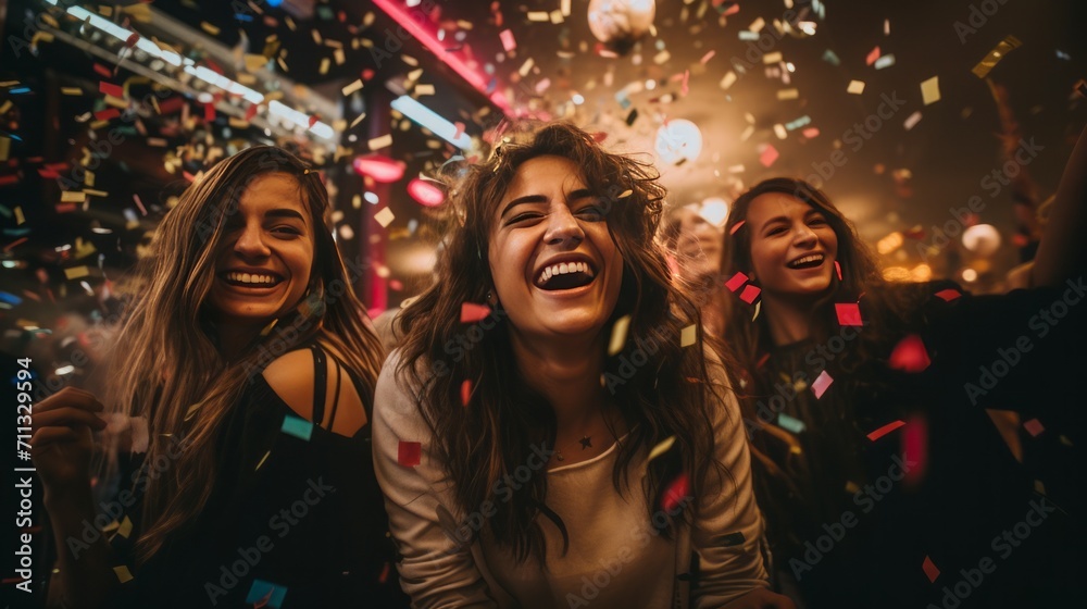 group of young people dancing in nightclub group of young people dancing in nightclub