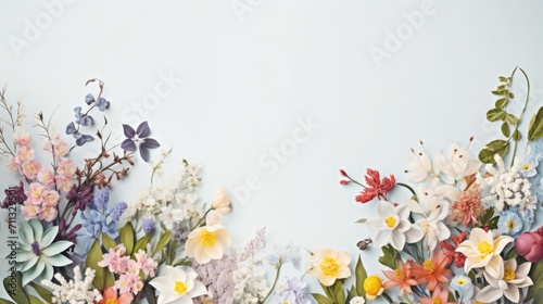  Border background adorned with blooming spring flowers, adding an elegant and floral touch to Easter-themed graphics