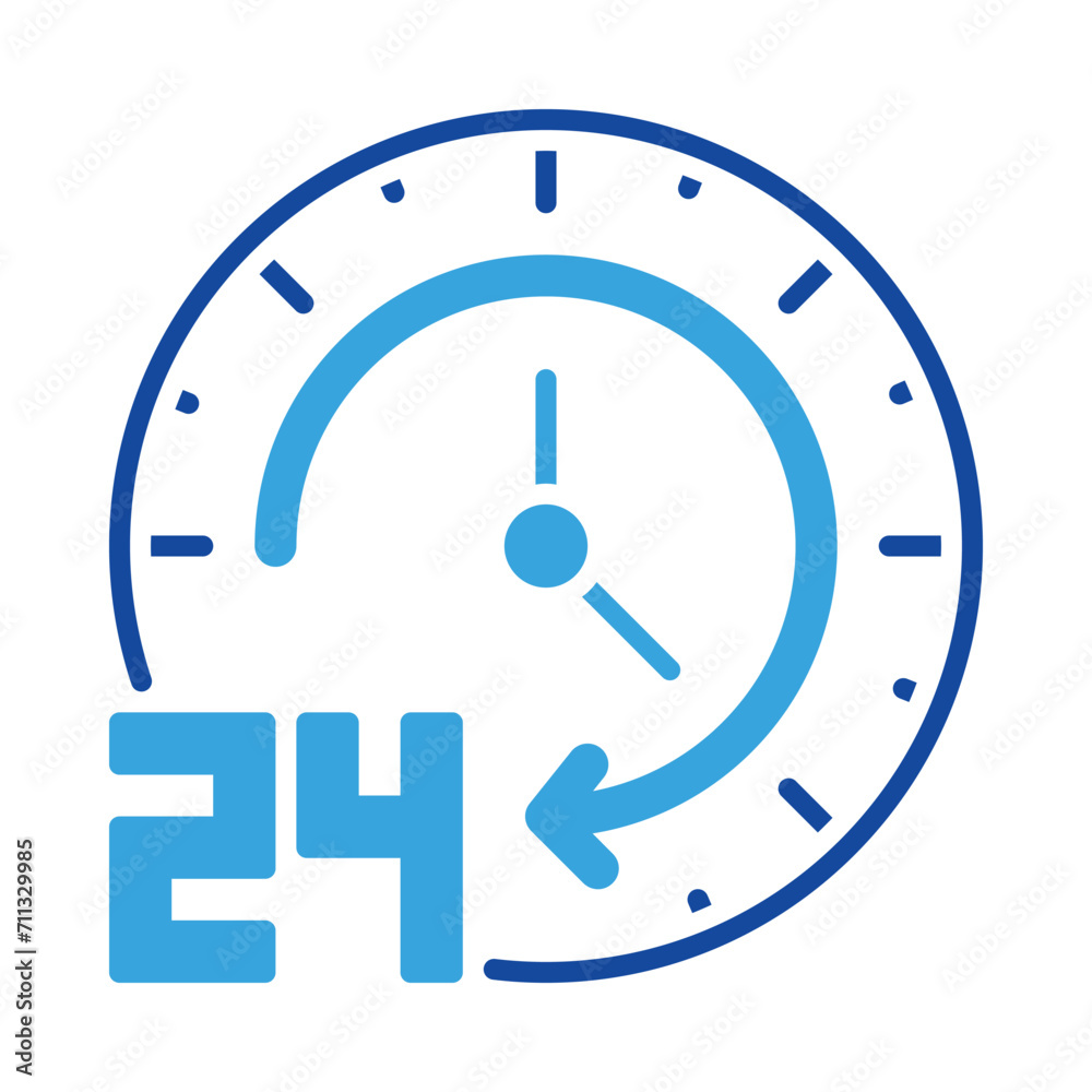 24 hour icon vector or logo illustration glyph color style 24 hour icon vector or logo illustration glyph color style