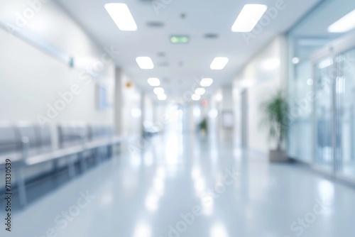 Blurred abstract background of hospital interior waiting hall