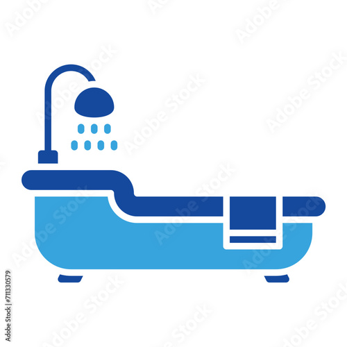 Bathtub icon vector or logo illustration glyph color style
