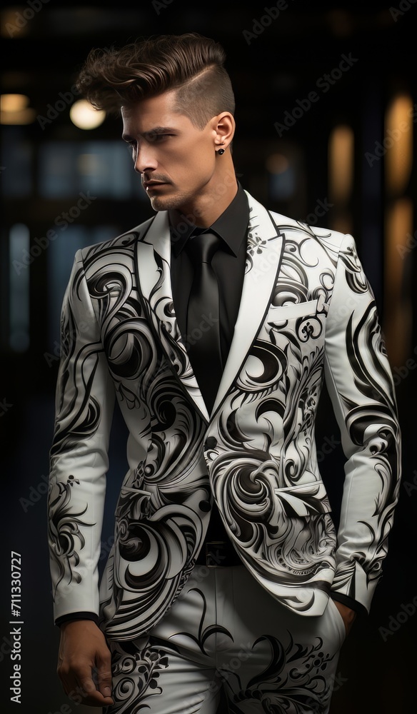 Obraz premium black and white men's blazer and pants set