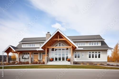 large family home on prairie, continuous ribbon windows