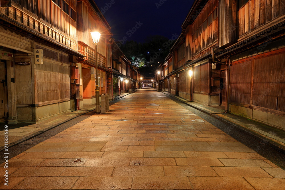 Higashi Chaya District with teahouses and shops situated at Higashiyama, Kanazawa, Ishikawa, Japan Higashi Chaya District with teahouses and shops situated at Higashiyama, Kanazawa, Ishikawa, Japan