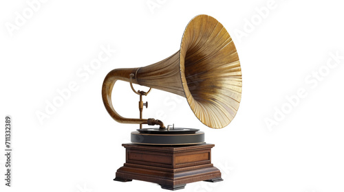 Classic Gramophone Horn On Transparent Background