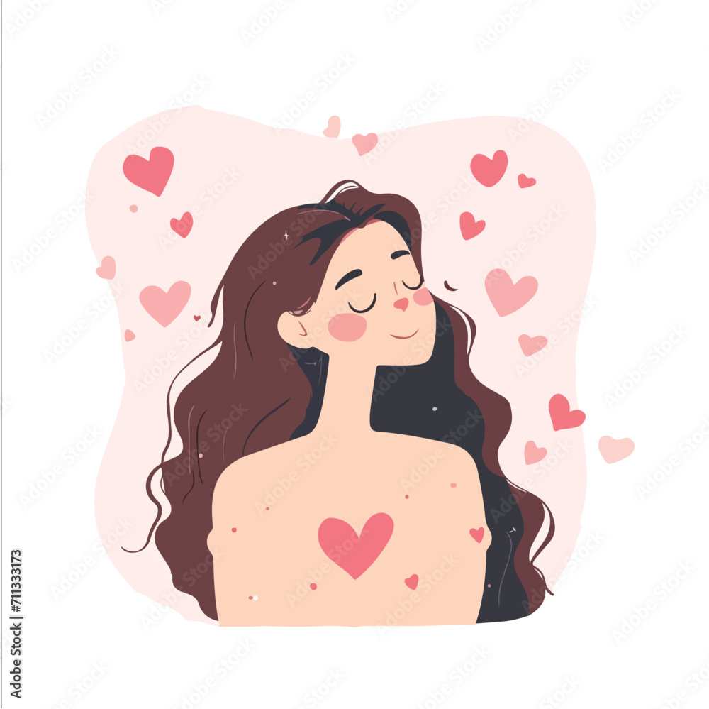 happy girl with heart in hands. valentine day vector illustration isolated on white background. flat design. happy girl with heart in hands. valentine day vector illustration isolated on white background. flat design.