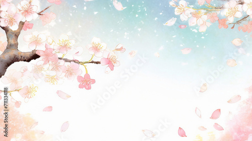 桜のウェブ用背景,アスペクト比16:9 © Ta.Ma