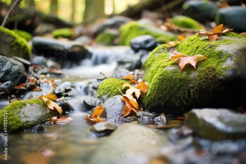 stream with smoothed stones in a temperate rainforest photo