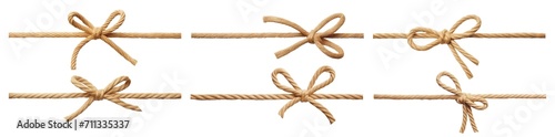 Set of strings with bows, mock-up for packaging and festive decor, cut out
