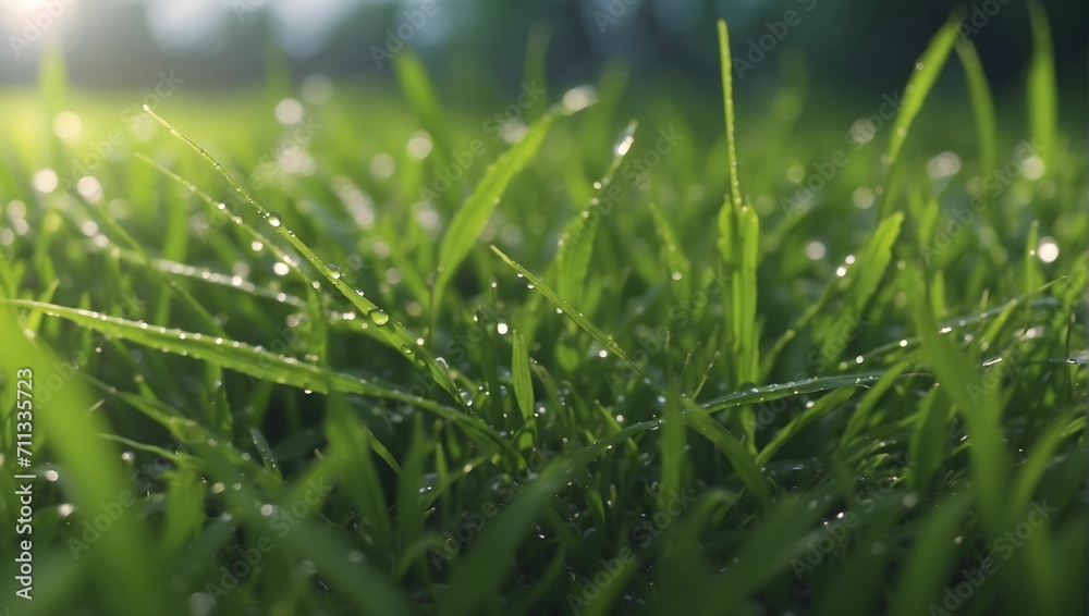 Wet grass in the morning, 4k, ultra detailed. generative AI