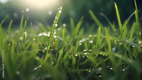 Wet grass in the morning  4k  ultra detailed. generative AI