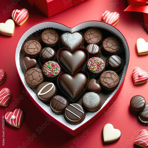 Chocolates, cookies, in a heart-shaped box 15