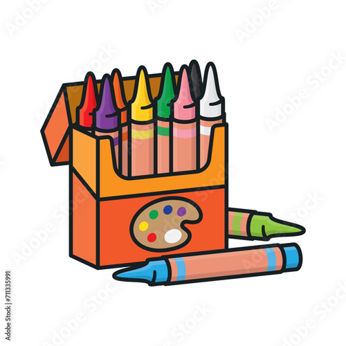 Box of colourful crayons isolated vector illustration for Crayon Day on March 31