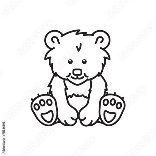 Baby bear cartoon character vector line icon for World Bear Day on March 23. Cute animal offspring outline symbol.