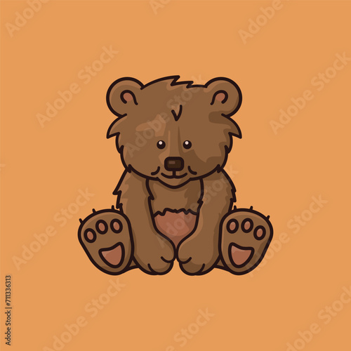 Baby bear cartoon character vector illustration for World Bear Day on March 23. Cute animal offspring color symbol.