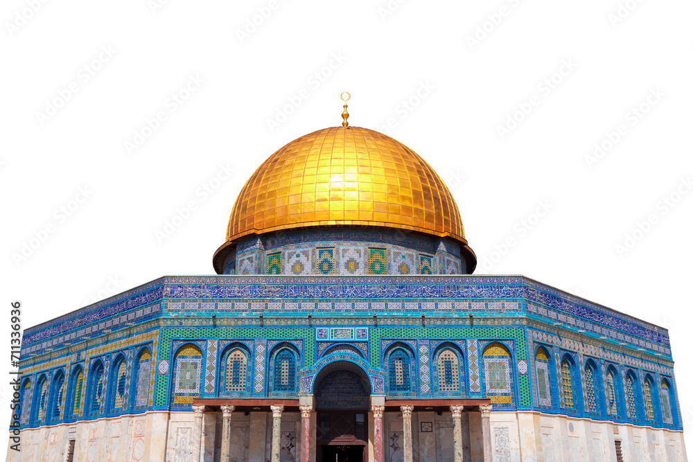 Naklejka premium The Dome of the rock AlAqsa Mosque Jerusalem Palestine isolated on white