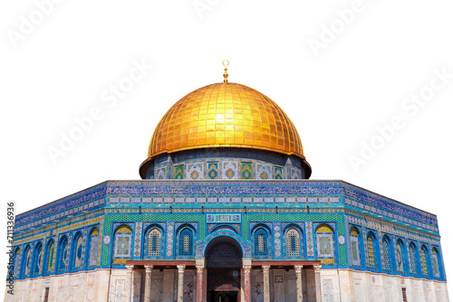 The Dome of the rock AlAqsa Mosque Jerusalem Palestine isolated on white photo