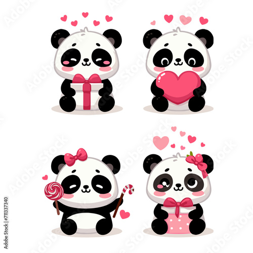 Fototapeta Naklejka Na Ścianę i Meble -  cute baby panda for valentines day