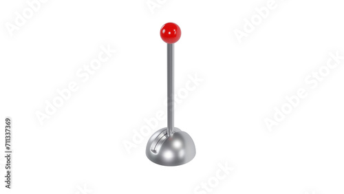 Lever with red handle isolated on transparent and white background. Lever concept. 3D render